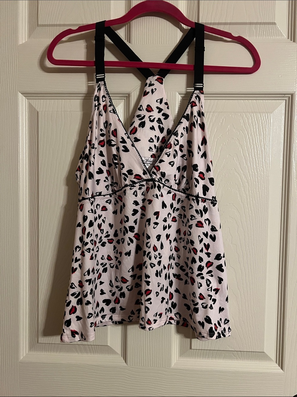 Linea Donatella Pink Leopard-Print V-Neck Cami with Black Straps